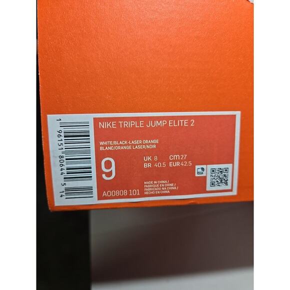 Nike TJ Triple Jump Elite 2 Track Shoes White Black Spikes Mens 9 Womens 10.5 - Picture 15 of 16